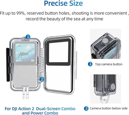 Action 2 Waterproof Case Diving Shell - Environmentally Friendly Housing Cover for Osmo Action 2 Camera
