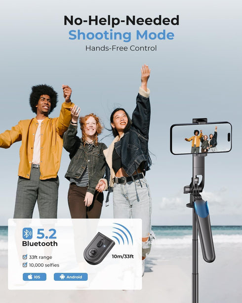 Fuloview 72" Phone Tripod, Tripod for iPhone with Wireless Remote Control, Portable Selfie Stick for iPhone, Live