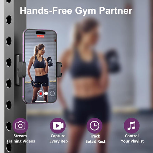 NINEFATICS 6 N52 4.77" 17/16/15/14 Magnetic Phone Holder for Gym, Magnet Gym Phone Mount w/ x Magnets, Home Workout Gym