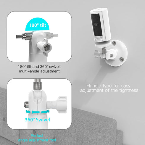 Wall Mount for R-ing Indoor Cam (2nd Gen), Adjustable Security Bracket for Indoor Cam - White
