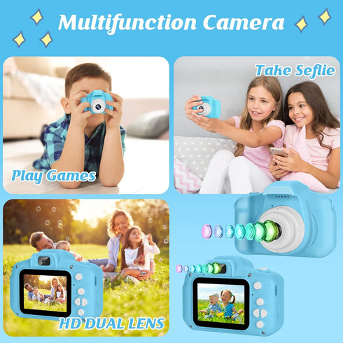 Kids Camera for Boys and Girls, SINEAU Digital Camera Toy Gift with 32GB SD Card, 1080P Video Recorder, Blue