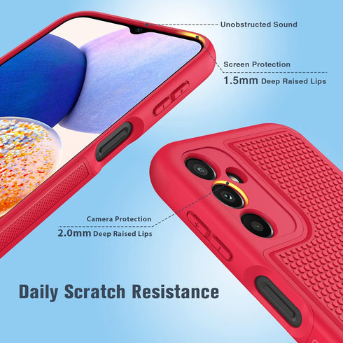 FNTCASE Dual Layer Heavy Duty Case for Samsung Galaxy A14 5G, Shockproof Rugged with Non-Slip Textured Back (Red)