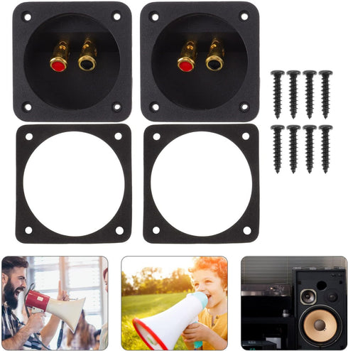 Gatuida Screw Type Binding Post 2PCS 3.1 Inch Square 2-Way Speaker Box, Subwoofer Box Speaker Terminal Plates with