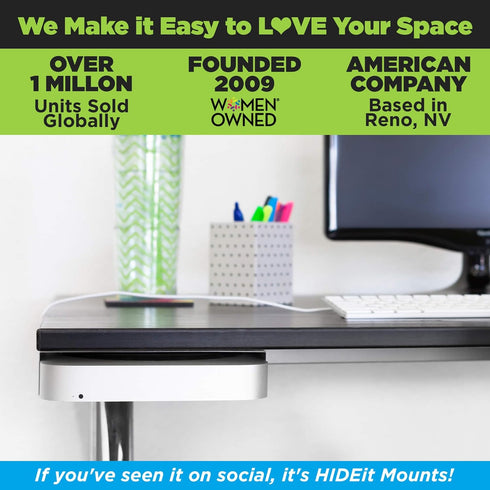 HIDEit Mounts MiniU Bracket for Mac Mini, Steel Wall Mount, Under Desk Mount, Compatible with Mac Mini M1