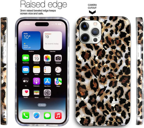 J.west Luxury Sparkle Clear iPhone 11 Pro Case, 5.8-inch Leopard Print Soft Slim TPU Cover for Girls (Bling)