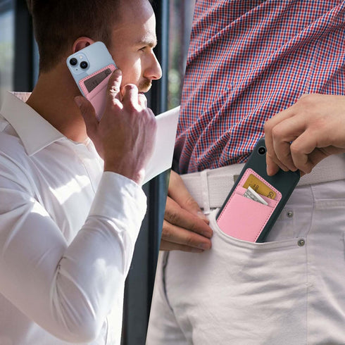 Leather Phone Card Holder Wallet, Stylish Sticker Phone Case Credit Card Holder, Suitable for iPhone, Samsung, Android,