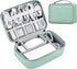 Large Capacity Electronics Accessories Organizer Travel Case, Waterproof Leather Cord Organizer, Light Green