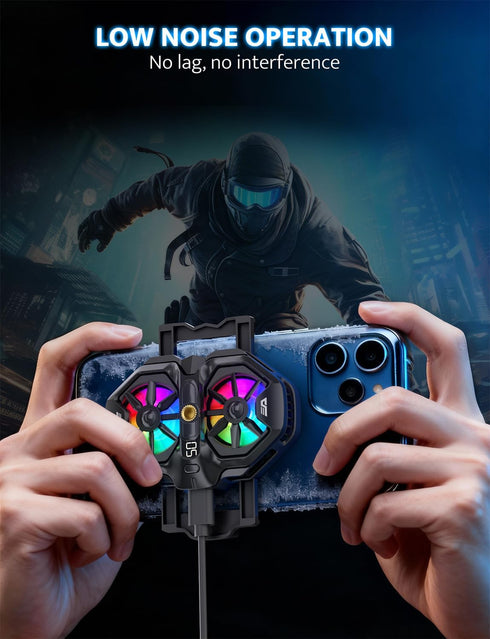 darkFlash Dual Core Phone Cooler with Clip, Cell Phone Fan with Screw, Phone Cooling Fan for Gaming and Live Streaming