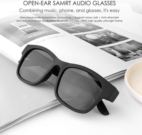 Smart Glasses Wireless Bluetooth Sunglasses with Open Ear Music & Hands-Free Calling for Men & Women