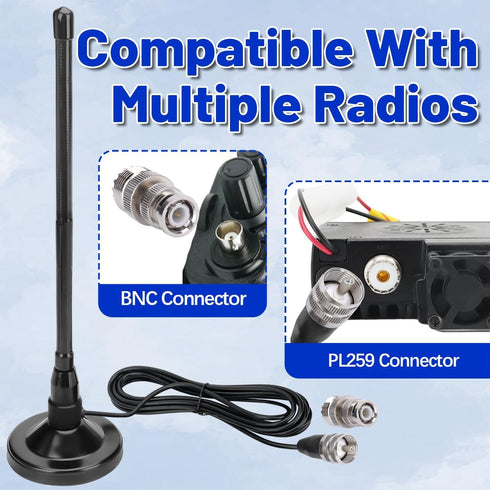 Arridioter 27MHz PL259 Connector,9.84ft RG58 CB Radio Antenna Magnetic Base Kit with BNC Coaxial Cable Compatible