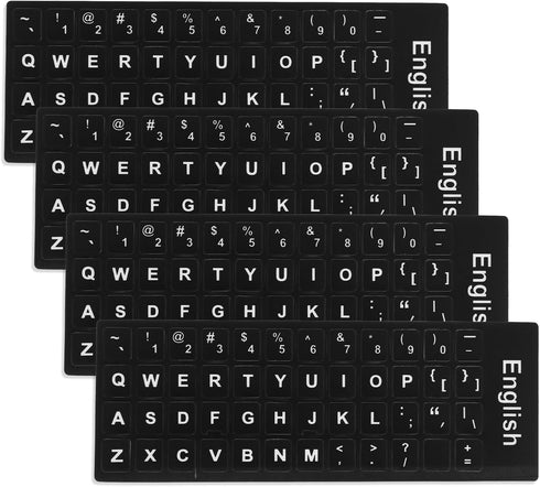 Mozeat Lens Keyboard Letter Stickers, 4 Pcs Universal English Laptop Keyboard Stickers Replacement with