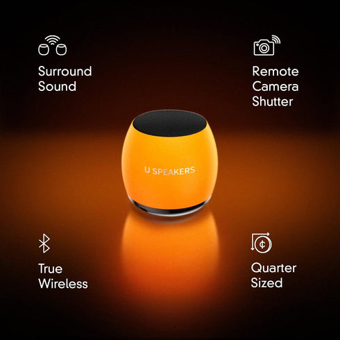 U Micro Speaker, Glow in Dark, Portable Wireless Bluetooth 5.0, Built-in Mic & Remote Shutter, Perfect for Parties,