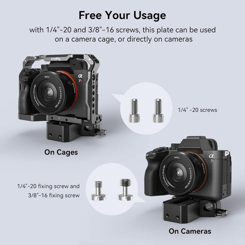 SmallRig Camera Base Plate with 15mm LWS Rod Rail Clamp, Baseplate for Sony A6500 A6600 A6300, for Canon R5 R6, for Sony A7SIII / A7III, Both for Cameras & Cages - 1674