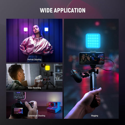 NEEWER RGB62 Magnetic RGB Video Light - Upgraded APP Control, 360° Full Color LED Camera Light with 3 Cold Shoes