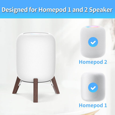 Wood Table Stand for HomePod 1 and Homepod 2 Speaker with Dust-Proof Cover, Anti-Slip Wooden Desk Stand Compatible with Homepod 1st & 2nd Desktop Tripod Stand Holder, White