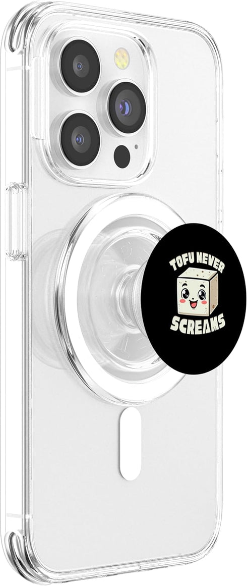 Tofu Never Screams Vegan Tofu Never Screams Funny Vegan PopSockets MagSafe PopGrip for iPhone