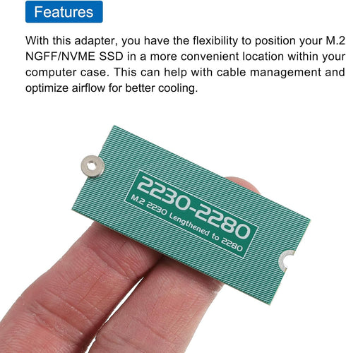MECCANIXITY M2+ M.2 NGFF/NVME SSD Extension Bracket Card Plate PCB for PC Computer Case, Length 2230-2280