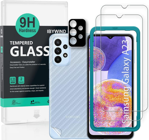 Ibywind Screen Protector for Samsung Galaxy A23 4G/5G, 6.6 Inches, with 2Pcs Tempered Glass, Easy to Install