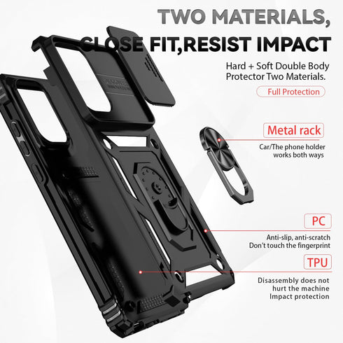 for Motorola Moto G Stylus 5G 2024 Case with Slide Camera Cover, HD Screen Protector, Magnetic Ring Holder