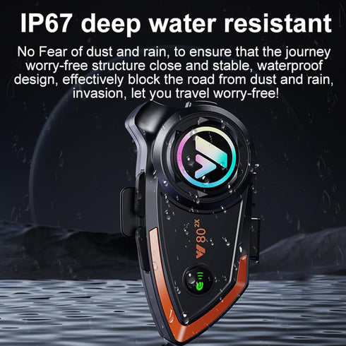 Motorcycle Helmet Bluetooth Headset, 500m Bluetooth Intercom for 2 Riders, CVC Noise Sound Quality Speakers for Riding,