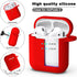 R-fun Compatible with AirPods Case Cover, Soft Silicone Protective Cover with Keychain, Red