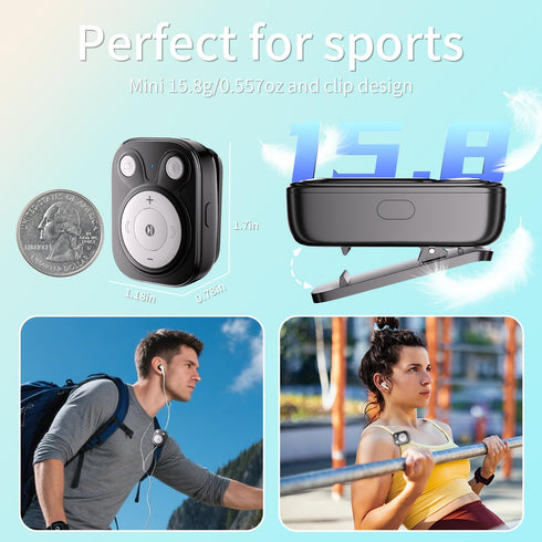 BEIGRAD MP3 5.3, 64GB Mp3 Mini Player with Bluetooth Portable Music Player with Sports Clip, OTG Function, Player NO