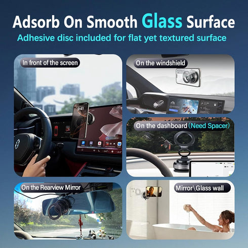 Frvxil 28+LBS 360 12-16 Magnetic Car Phone Holder for MagSafe: Strong Suction Vacuum Phone Mount - Rotatable Adjustable