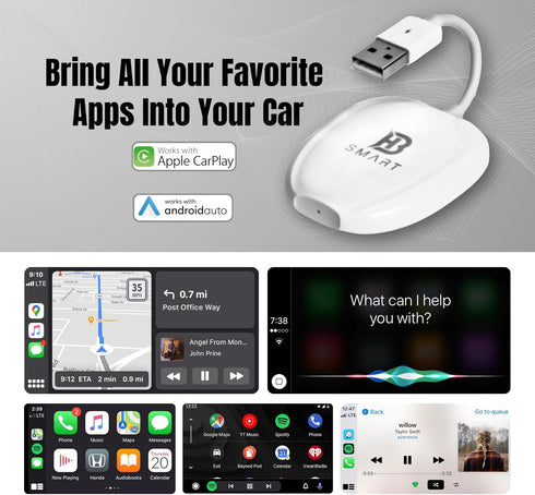 Wireless Carplay & Android Auto Adapter, 2 in 1 Dongle for Converts Wired to Wireless Compatibility for Cars