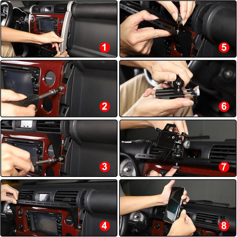 Car Instrument Panel Track Mobile Phone Holder for Toyota FJ Cruiser 2007-2021, Multifunctional Phone Holder