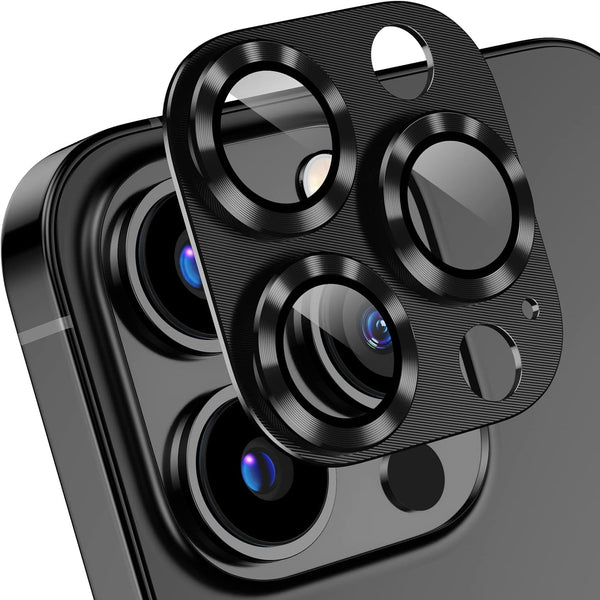 Korecase 2 Pack Metal Tempered Glass Camera Lens Protector for iPhone 13 Pro Max/Pro - Black, Strong Stickiness.