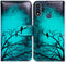 Case for Moto E 2020/Motorola E, Black Bird Green Leather Flip Wallet Cover with Card Slot Holder Kickstand