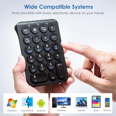 SANWA Bluetooth Numeric Keypad, Rechargeable Wireless Ten Key Number Pad, Portable & Slim for Laptop