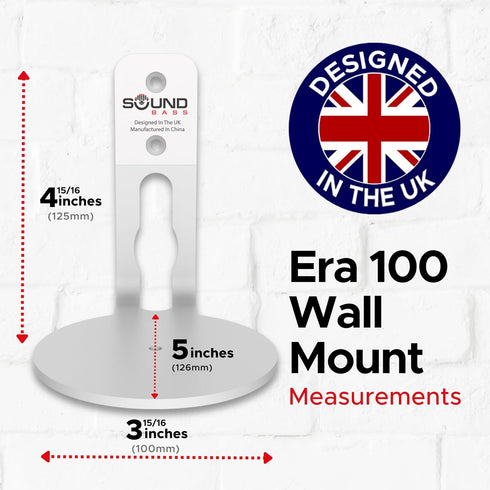 ERA100 Wall Mount Bracket, Low Profile, White, Compatible with Sonos ERA 100 Speaker, All Fixing Hardware Included