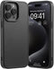 Tigowos Real Carbon Fiber Case for iPhone 15 Pro Max - Sturdy Protective Case, MagSafe Compatible, Carbon Fiber Black