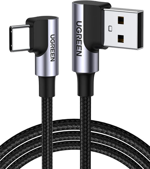 UGREEN USB to USB C Cable, 90 Degree Fast Charging Cord Compatible with iPhone 15/15 Plus/15 Pro/15 Pro Max/Samsung
