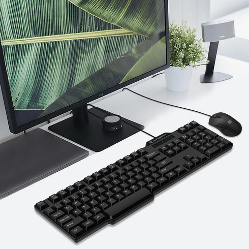 Gofreetech Wired Keyboard and Mouse Combo, Full-Size USB Plug-and-Play Optical Mouse for Desktop and Laptop