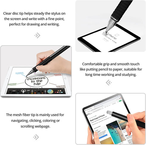 Capacitive Stylus Pen (4 Pack) - Universal Stylist Pens 2 in 1 Precision Series for iPhone/iPad/Android