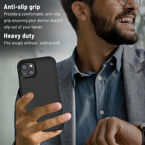 iPhone 15 Plus Heavy Duty Case - Rugged, Shockproof, Drop Proof, 6.7" with Built-in Glass Protector, Wireless Charging