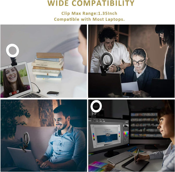 Video Conference Lighting, Webcam Ring Light for Monitor Clip On, Zoom Call Lighting for Remote Work