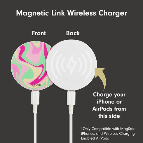 Sonix Charger | Fast Wireless Charger with 6.5ft Cable (USB-C) | Compatible with MagSafe | Strawberry Matcha