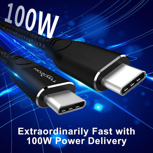 Twozoh USB C to USB C 3.2 Gen 2 Cable 10FT, 20Gbps Data Transfer, 100W PD Fast Charging, 4K Video Output (Black)