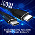 Twozoh USB C to USB C 3.2 Gen 2 Cable 10FT, 20Gbps Data Transfer, 100W PD Fast Charging, 4K Video Output (Black)