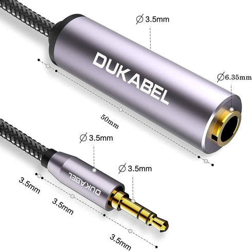 DUKABEL 1/4 to 3.5mm Adapter, Female to Male Headphone Adapter, 30CM/12 inch for Headphone, Guitar, Amp