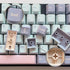 Thyrnovyn 126 Set, 60% 65% 75% 100% Keys PBT Double Shot Keycaps, Macaron Pastel Cute Keycap Pink Blue Dreamy Cherry
