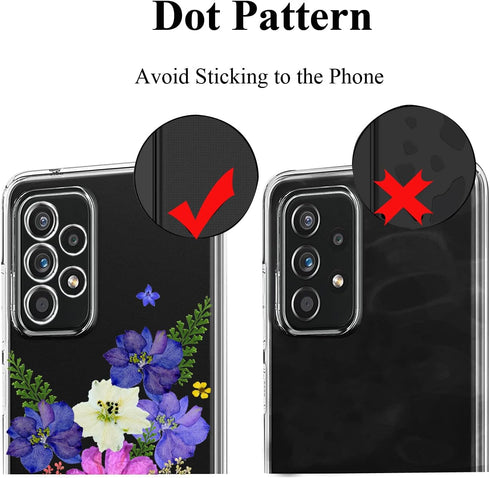Unov Clear Case for Galaxy A53 5G, Soft TPU Shock Absorption Slim Embossed Pattern Protective Back Cover (Very Peri