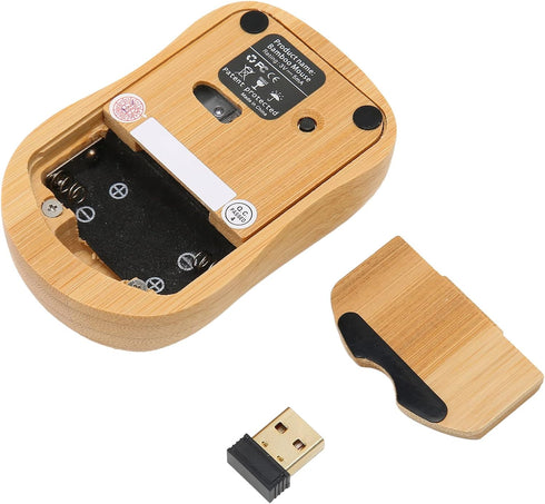 Bamboo Keyboard and Mouse, 2.4GHz Computer Devices with USB Receiver, Optional 1200DPI Mouse