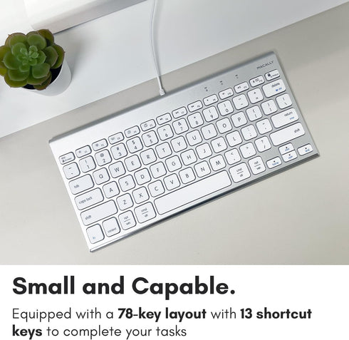 Macally Wired Keyboard for Mac | Compatible Apple Keyboard (78 Keys) for MacBook Pro/Air, iMac, Mac Mini