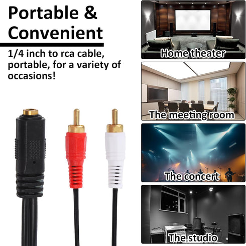 Jxiwfvl 1/4 1/4 6.35mm (37cm/14.6inch) RCA to Female, RCA to Adapter Cable, Headphone Jack Female for Headphones