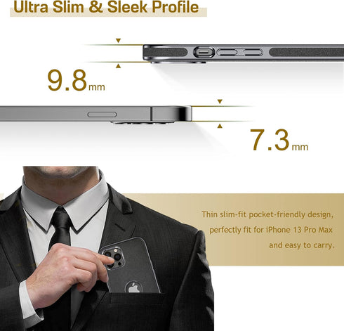 LOHASIC iPhone 13 Pro Max Leather Case, Slim Luxury Business PU Cover, Soft Non-Slip Grip, Shockproof Anti-Scratch Case