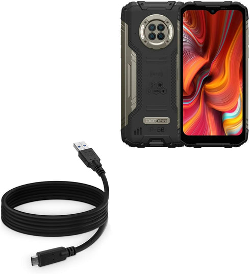 BoxWave Cable for Doogee S96 Pro - DirectSync USB 3.0 A to USB 3.1 Type C, 6ft Charge and Sync Cable, Black